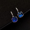 image:imageEVEVIC Austrian Crystal Cube Drop Earrings for Women14K Gold Plated  HypoallergenicGeometric Cube EarringsCrystal Dangle EarringsRhinestone FishhookEasy To WearGift for WomenBlue CrystalSilvertone