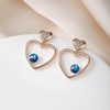 image:imageEVEVIC Austrian Crystal Double Gold Heart Dangle Earrings for Women 14K Gold Plated Hypoallergenic drop Earring Jewelry GiftBlue