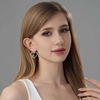 image:imageEVEVIC Austrian Crystal Double Gold Heart Dangle Earrings for Women 14K Gold Plated Hypoallergenic drop Earring Jewelry GiftBlue