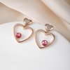 image:imageEVEVIC Austrian Crystal Double Gold Heart Dangle Earrings for Women 14K Gold Plated Hypoallergenic drop Earring Jewelry GiftPink