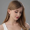 image:imageEVEVIC Austrian Crystal Double Gold Heart Dangle Earrings for Women 14K Gold Plated Hypoallergenic drop Earring Jewelry GiftPink