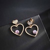 image:imageEVEVIC Austrian Crystal Double Gold Heart Dangle Earrings for Women 14K Gold Plated Hypoallergenic drop Earring Jewelry GiftVitrail Light
