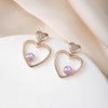 image:imageEVEVIC Austrian Crystal Double Gold Heart Dangle Earrings for Women 14K Gold Plated Hypoallergenic drop Earring Jewelry GiftVitrail Light