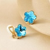 image:imageEVEVIC Austrian Crystal Flower Clip on Earrings for Women Trendy 14K Gold Plated Hypoallergenic Non Pierced Jewelry GiftLight Blue