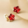 image:imageEVEVIC Austrian Crystal Flower Clip on Earrings for Women Trendy 14K Gold Plated Hypoallergenic Non Pierced Jewelry GiftRed