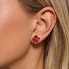 image:imageEVEVIC Austrian Crystal Flower Clip on Earrings for Women Trendy 14K Gold Plated Hypoallergenic Non Pierced Jewelry GiftRed