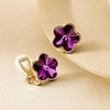 image:imageEVEVIC Austrian Crystal Flower Clip on Earrings for Women Trendy 14K Gold Plated Hypoallergenic Non Pierced Jewelry GiftTanzanite