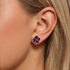 image:imageEVEVIC Austrian Crystal Flower Clip on Earrings for Women Trendy 14K Gold Plated Hypoallergenic Non Pierced Jewelry GiftTanzanite