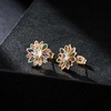 image:imageEVEVIC Austrian Crystal Flower Stud Earrings for Women Fashion 14K Gold Plated Hypoallergenic JewelryColorful Main Crystal