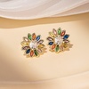 image:imageEVEVIC Austrian Crystal Flower Stud Earrings for Women Fashion 14K Gold Plated Hypoallergenic JewelryColorful Main Crystal