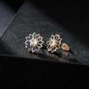 image:imageEVEVIC Austrian Crystal Flower Stud Earrings for Women Fashion 14K Gold Plated Hypoallergenic JewelryDark Blue Main Crystal