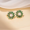 image:imageEVEVIC Austrian Crystal Flower Stud Earrings for Women Fashion 14K Gold Plated Hypoallergenic JewelryGreen Main Crystal