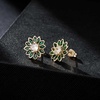 image:imageEVEVIC Austrian Crystal Flower Stud Earrings for Women Fashion 14K Gold Plated Hypoallergenic JewelryGreen Main Crystal