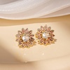 image:imageEVEVIC Austrian Crystal Flower Stud Earrings for Women Fashion 14K Gold Plated Hypoallergenic JewelryPink Main Crystal
