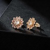 image:imageEVEVIC Austrian Crystal Flower Stud Earrings for Women Fashion 14K Gold Plated Hypoallergenic JewelryPink Main Crystal