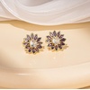 image:imageEVEVIC Austrian Crystal Flower Stud Earrings for Women Fashion 14K Gold Plated Hypoallergenic JewelryPurple Main Crystal
