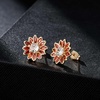 image:imageEVEVIC Austrian Crystal Flower Stud Earrings for Women Fashion 14K Gold Plated Hypoallergenic JewelryRed Main Crystal