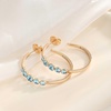 image:imageEVEVIC Austrian Crystal Half Hoop Earrings for Women Trendy 14K Rose Gold Plated Large Hoops Earring Jewelry GiftAquamarine