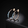 image:imageEVEVIC Austrian Crystal Half Hoop Earrings for Women Trendy 14K Rose Gold Plated Large Hoops Earring Jewelry GiftAquamarine