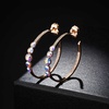 image:imageEVEVIC Austrian Crystal Half Hoop Earrings for Women Trendy 14K Rose Gold Plated Large Hoops Earring Jewelry GiftAurora Borealis