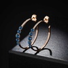 image:imageEVEVIC Austrian Crystal Half Hoop Earrings for Women Trendy 14K Rose Gold Plated Large Hoops Earring Jewelry GiftBlue