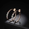 image:imageEVEVIC Austrian Crystal Half Hoop Earrings for Women Trendy 14K Rose Gold Plated Large Hoops Earring Jewelry GiftMulticolorGreen Main Crystal