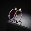 image:imageEVEVIC Austrian Crystal Half Hoop Earrings for Women Trendy 14K Rose Gold Plated Large Hoops Earring Jewelry GiftMulticolorPink Main Crystal