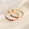 image:imageEVEVIC Austrian Crystal Half Hoop Earrings for Women Trendy 14K Rose Gold Plated Large Hoops Earring Jewelry GiftMulticolorPink Main Crystal