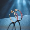 image:imageEVEVIC Austrian Crystal Half Hoop Earrings for Women Trendy 14K Rose Gold Plated Large Hoops Earring Jewelry GiftPink