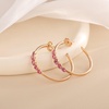image:imageEVEVIC Austrian Crystal Half Hoop Earrings for Women Trendy 14K Rose Gold Plated Large Hoops Earring Jewelry GiftPink