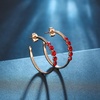 image:imageEVEVIC Austrian Crystal Half Hoop Earrings for Women Trendy 14K Rose Gold Plated Large Hoops Earring Jewelry GiftRed