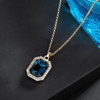 image:imageEVEVIC Austrian Crystal Halo Octagon Pendant Necklaces Earrings Set for Women 14K Gold Plated Fashion Dainty Hypoallergenic Jewelry Sets Dark Blue