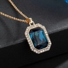 image:imageEVEVIC Austrian Crystal Halo Octagon Pendant Necklaces Earrings Set for Women 14K Gold Plated Fashion Dainty Hypoallergenic Jewelry Sets Dark Blue