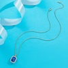 image:imageEVEVIC Austrian Crystal Halo Octagon Pendant Necklaces Earrings Set for Women 14K Gold Plated Fashion Dainty Hypoallergenic Jewelry Sets Royal Blue