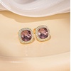 image:imageEVEVIC Austrian Crystal Halo Square Stud Earrings for Women 14K Gold Plated Birthstone Earring Hypoallergenic Jewelry GiftsAntique Pink
