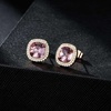 image:imageEVEVIC Austrian Crystal Halo Square Stud Earrings for Women 14K Gold Plated Birthstone Earring Hypoallergenic Jewelry GiftsAntique Pink