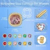image:imageEVEVIC Austrian Crystal Halo Square Stud Earrings for Women 14K Gold Plated Birthstone Earring Hypoallergenic Jewelry GiftsAntique Pink