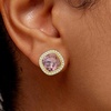 image:imageEVEVIC Austrian Crystal Halo Square Stud Earrings for Women 14K Gold Plated Birthstone Earring Hypoallergenic Jewelry GiftsAntique Pink