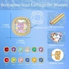 image:imageEVEVIC Austrian Crystal Halo Square Stud Earrings for Women 14K Gold Plated Birthstone Earring Hypoallergenic Jewelry GiftsAurora Borealis