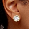 image:imageEVEVIC Austrian Crystal Halo Square Stud Earrings for Women 14K Gold Plated Birthstone Earring Hypoallergenic Jewelry GiftsClear WhiteApril