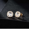 image:imageEVEVIC Austrian Crystal Halo Square Stud Earrings for Women 14K Gold Plated Birthstone Earring Hypoallergenic Jewelry GiftsClear WhiteApril