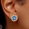 image:imageEVEVIC Austrian Crystal Halo Square Stud Earrings for Women 14K Gold Plated Birthstone Earring Hypoallergenic Jewelry GiftsDark BlueSept