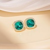 image:imageEVEVIC Austrian Crystal Halo Square Stud Earrings for Women 14K Gold Plated Birthstone Earring Hypoallergenic Jewelry GiftsGreen EmeraldMay