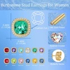 image:imageEVEVIC Austrian Crystal Halo Square Stud Earrings for Women 14K Gold Plated Birthstone Earring Hypoallergenic Jewelry GiftsGreen EmeraldMay