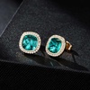 image:imageEVEVIC Austrian Crystal Halo Square Stud Earrings for Women 14K Gold Plated Birthstone Earring Hypoallergenic Jewelry GiftsGreen EmeraldMay