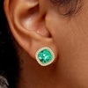 image:imageEVEVIC Austrian Crystal Halo Square Stud Earrings for Women 14K Gold Plated Birthstone Earring Hypoallergenic Jewelry GiftsGreen EmeraldMay