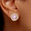 image:imageEVEVIC Austrian Crystal Halo Square Stud Earrings for Women 14K Gold Plated Birthstone Earring Hypoallergenic Jewelry GiftsPinkOct