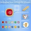 image:imageEVEVIC Austrian Crystal Halo Square Stud Earrings for Women 14K Gold Plated Birthstone Earring Hypoallergenic Jewelry GiftsRed RubyJuly