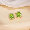 image:imageEVEVIC Austrian Crystal Halo Square Stud Earrings for Women 14K Gold Plated Birthstone Earring Hypoallergenic Jewelry GiftsYellow PeridotAug