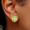 image:imageEVEVIC Austrian Crystal Halo Square Stud Earrings for Women 14K Gold Plated Birthstone Earring Hypoallergenic Jewelry GiftsYellow PeridotAug
